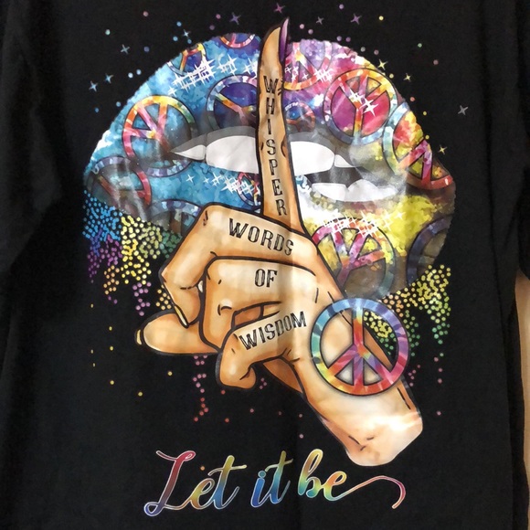 Shein Hippie Boho Whisper Words Of Wisdom Oversized Black Tee - Picture 5 of 9